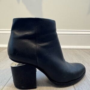 Alexander Wang Gabi Cut-Out Black Leather Ankle Boots/Booties